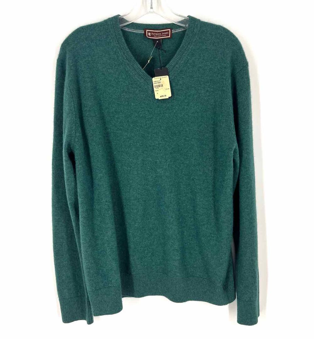Patrick James Size M Teal Knit Cashmere NEW Men's Sweater- Men's